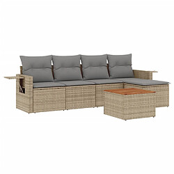 vidaXL Salon de jardin avec coussins 6pcs mélange beige résine tressée