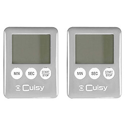 Cuisy Minuteur électronique aimanté coloré (Lot de 2) Argenté.