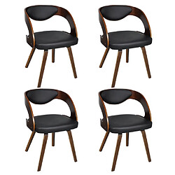 Decoshop26 Lot de 4 chaises de salle à manger cuisine design intemporel bois courbé et synthétique marron CDS021669