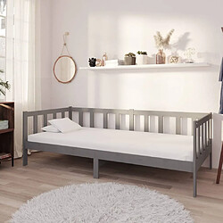 Maison Chic Lit de jour avec matelas, Lit de repos Lit d'invité pour Salon Chambre,Canapé-lit 90x200 cm Gris Bois de pin massif -MN20351