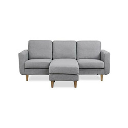 Acheter Canape dangle reversible - Tissu gris clair avec pietement en bois naturel - L 197 x P 137 x 83 cm - NOLAN