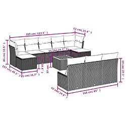 vidaXL Salon de jardin 11 pcs avec coussins gris résine tressée pas cher