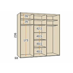 Avis Inside 75 Armoire 3 portes coulissantes encastrées 298x236 Polar façade Essence Cobalto Laquée miroir central