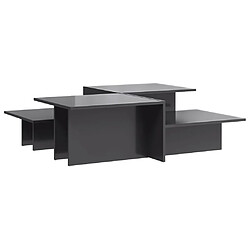 vidaXL Tables basses 2 pcs gris brillant bois d'ingénierie