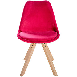 Decoshop26 Chaise de salle à manger x1 style scandinave en velours rouge pieds en bois clair 10_0001472