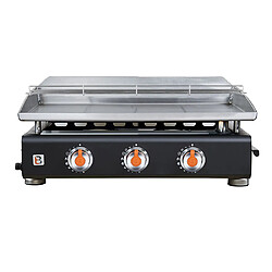 Plancha au gaz BRASERO Silvia II G - 3 Brûleurs - 67 x 34 cm - Inox, Noir