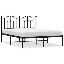 Maison Chic Lit adulte - Cadre de lit métal avec tête de lit,Structure du lit Contemporain pour chambre noir 135x190 cm -MN23107