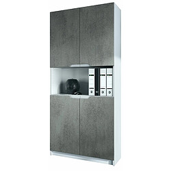 Mpc Armoire De Bureau Blanc Mat Et Aspect Béton Foncé (lxhxp) : 82 X 184 X 37 