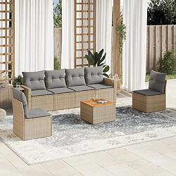 vidaXL Salon de jardin avec coussins 7 pcs beige résine tressée 