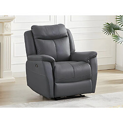 Vente-Unique Fauteuil relax électrique en cuir de vachette gris anthracite NOMAJO