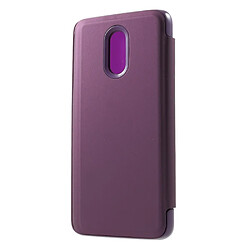 Etui en PU miroir surface vue fenêtre flip violet pour votre OnePlus 6T