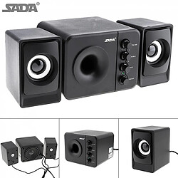 Universal SADA D-205 Portable 3W USB 2.0 Computer Subwoofer Combinaison en haut-parleurs avec une prise audio 3,5 mm pour le smartphone PC ordinateur portable de bureau 