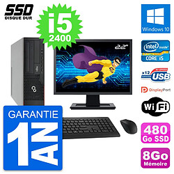 PC Fujitsu E910 DT Ecran 22" Intel i5-2400 RAM 8Go SSD 480Go Windows 10 Wifi - Occasion