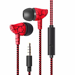 Casque Intra-Auriculaire À Commande Filaire Avec Microphone Prise Stéréo 3,5 Mm Mode Fil Tressé Crack Écouteurs Rouge