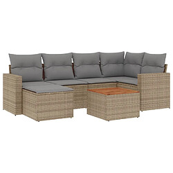 vidaXL Salon de jardin avec coussins 7 pcs beige résine tressée