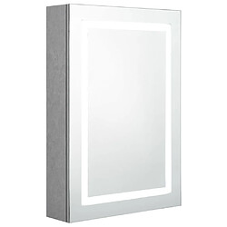 Maison Chic Armoire de salle de bain,Meuble de rangement,Meuble haut à miroir LED gris béton 50x13x70 cm -GKD758403