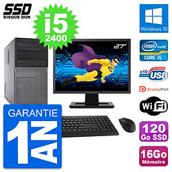 PC Tour Dell 790 MT Ecran 27" Intel i5-2400 RAM 16Go SSD 120Go Windows 10 Wifi · Occasion 