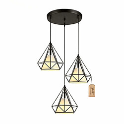 Stoex Suspension Cage Forme Diamant Contemporain 25cm Corde Ajustable Luminaire Lustre en Fer Salle à Manger,Bar,Chambre 