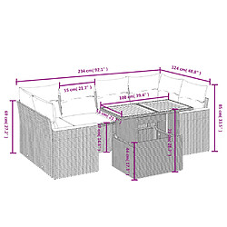 Avis vidaXL Salon de jardin avec coussins 7 pcs beige résine tressée