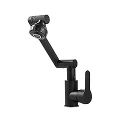 Cfsyls Robinet de cuisine noir mat avec robinet à pulvérisation rotative Robinet pivotant pour poignée de salle de bains, robinet de vanité, robinet de cuisine noir mat