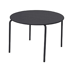 Avis Mes Ensemble table de jardin 110 cm + 4 fauteuils en métal gris - BACA