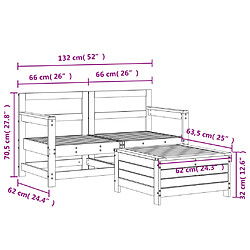 vidaXL Salon de jardin 3 pcs bois de pin imprégné pas cher