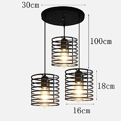 Stoex Vintage Suspension Luminaires Industrielle 3 E27 Cage Rond en Fer Métal Loft Pla pas cher