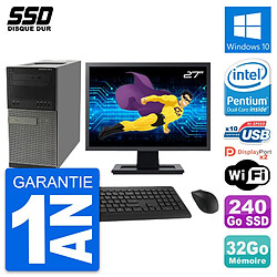 PC Tour Dell 9010 Ecran 27" Intel G630 RAM 32Go SSD 240Go Windows 10 Wifi · Occasion 