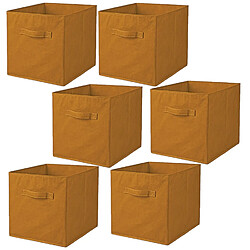 Toilinux Lot de 6 cubes de rangement pliables en polypropylène avec poignée - 30x30x30cm - Jaune Ambre Toilinux - Lot de 6 cubes de rangement pliables en polypropylène avec poignée - 30x30x30cm - Jaune Ambre - Design