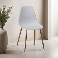 Mes Lot de 4 chaises de repas style scandinave en PU blanc - SCANDI 