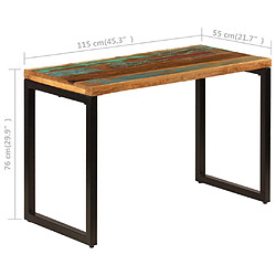 vidaXL Table à manger 115x55x76cm Bois de récupération massif et acier pas cher