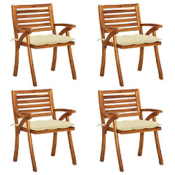 Maison Chic Lot de 4 Chaises de jardin,Fauteuil d'extérieur avec coussins Bois de teck solide -MN37350