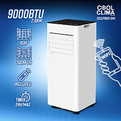 Cool Clima Climatiseur mobile 9000BTU - 2.6KW avec télécommande et fonction Wifi