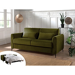 Lisa Design Owen - canapé 3 places convertible - couchage quotidien - matelas 12 cm - en velours