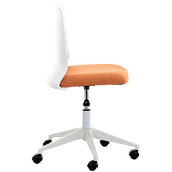 Decoshop26 Chaise de bureau sur roulettes moderne pivotante hauteur réglable plastique blanc et tissu orange BUR10491