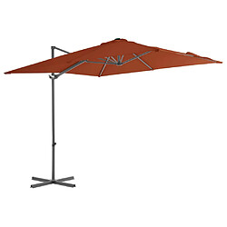 vidaXL Parasol de jardin en porte-à-faux avec mât en acier terre cuite