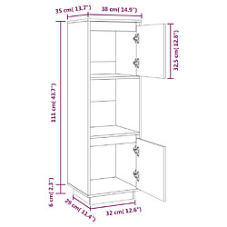 vidaXL Buffet haut Gris 38x35x117 cm Bois massif de pin pas cher