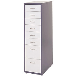 Avis Mendler Roll container Boston T851, armoire à tiroirs armoire en acier, 110x28x41cm 8 tiroirs ~ gris foncé blanc