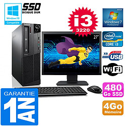 PC Lenovo M92p SFF Core I3-3220 Ram 4Go Disque 480 Go SSD Wifi W7 Ecran 27" · Occasion 