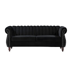 Avis Vente-Unique Canapé chesterfield 3 places en velours noir TRUMBO