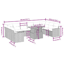 Avis vidaXL Salon de jardin 11 pcs avec coussins gris résine tressée