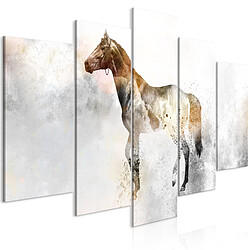 Decoshop26 Tableau toile de décoration murale impression premium en 5 parties sur châssis en bois motif Destrier ardent 100x50 cm 11_0015157