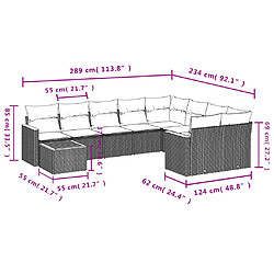 Acheter vidaXL Salon de jardin avec coussins 10 pcs gris résine tressée