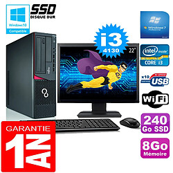 PC Fujitsu Esprimo E720 E85+ SFF I3-4130 8Go Disque 240 Go SSD Wifi W7 Ecran 22" · Occasion 