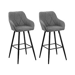 Beliani Tabouret de bar Set de 2 Tissu Gris DARIEN 