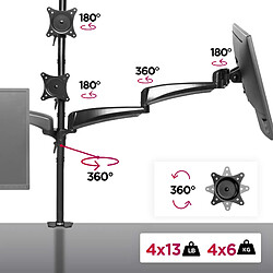 Avis Duronic DM453VX1 Support Quadruple 4 Ecrans à Pince pour Bureau - Hauteur Ajustable - VESA 75/100 - Rotatif/Inclinable/Pivotable