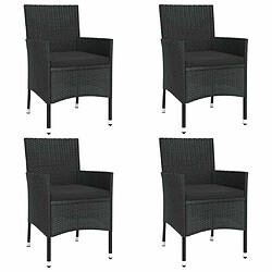 Avis Maison Chic Ensemble de bistro 5 pcs coussins,Table + chaises + coussins de jardin noir poly rotin -GKD641263