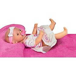 Simba Toys New Born Baby Poupée entièrement en vinyle avec fonction boire et mouiller avec accessoires - 38 cm pas cher