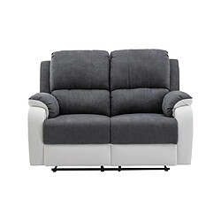 Vente-Unique Canapé 2 places relax en microfibre et simili gris et blanc BRODY