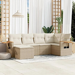 vidaXL Salon de jardin avec coussins 6 pcs beige résine tressée